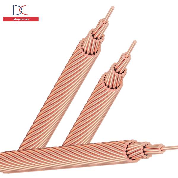 Cáp đồng trần 95mm2 còn được làm dây dẫn từ kim xuống bãi tiếp địa ở một số trường hợp đặc thù.