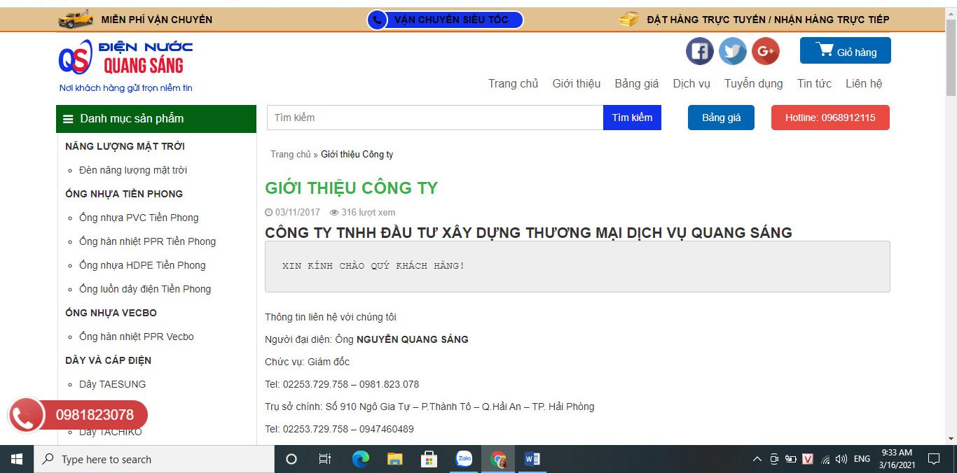Quang Sáng – Thiết Bị Điện Dân Dụng Lâu Năm